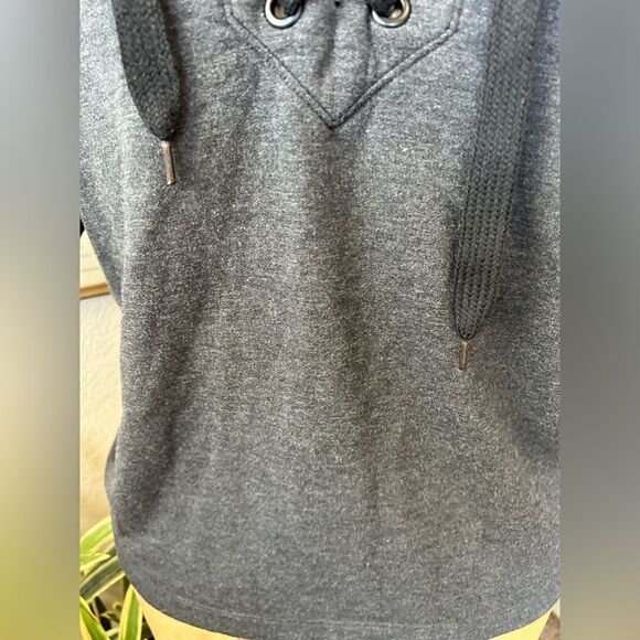 Joy Lab Grey Black Lace Up Hoodie SweatShirt Soft Sweater sz XS - Picture 4 of 11